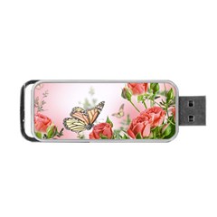 Flora Butterfly Roses Portable Usb Flash (one Side) by Sapixe