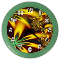 Floral Design Computer Digital Art Design Illustration Color Wall Clocks by Sapixe