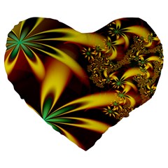 Floral Design Computer Digital Art Design Illustration Large 19  Premium Flano Heart Shape Cushions by Sapixe