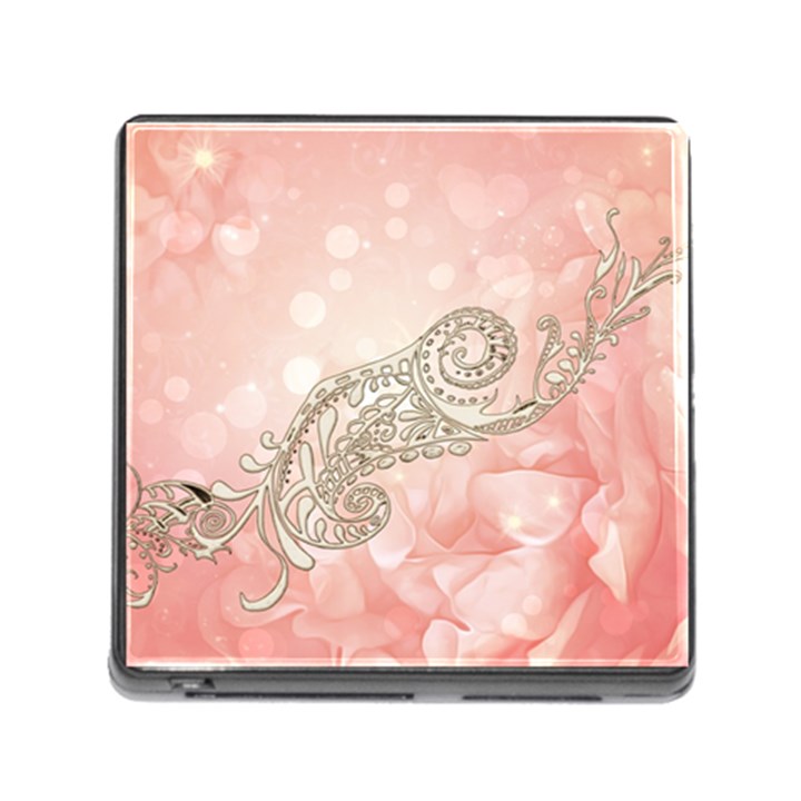 Wonderful Soft Flowers With Floral Elements Memory Card Reader (Square)