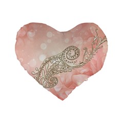 Wonderful Soft Flowers With Floral Elements Standard 16  Premium Heart Shape Cushions by FantasyWorld7