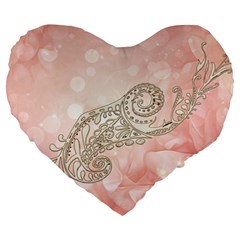 Wonderful Soft Flowers With Floral Elements Large 19  Premium Heart Shape Cushions by FantasyWorld7