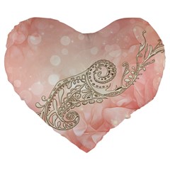 Wonderful Soft Flowers With Floral Elements Large 19  Premium Flano Heart Shape Cushions by FantasyWorld7