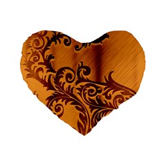 Floral Vintage Standard 16  Premium Heart Shape Cushions by Sapixe