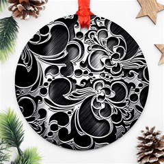 Floral High Contrast Pattern Ornament (round) by Sapixe