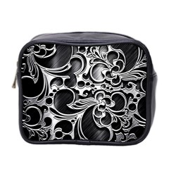 Floral High Contrast Pattern Mini Toiletries Bag 2-side by Sapixe