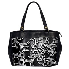 Floral High Contrast Pattern Office Handbags (2 Sides)  by Sapixe