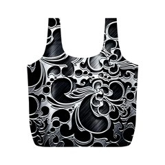 Floral High Contrast Pattern Full Print Recycle Bags (m)  by Sapixe