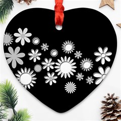 Flower Power Flowers Ornament Heart Ornament (two Sides) by Sapixe