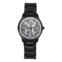 Floral Stainless Steel Round Watch