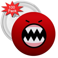 Funny Angry 3  Buttons (100 Pack) 