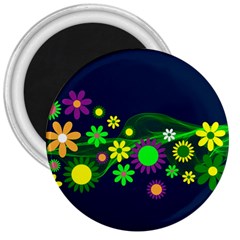 Flower Power Flowers Ornament 3  Magnets by Sapixe