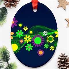 Flower Power Flowers Ornament Ornament (oval) by Sapixe