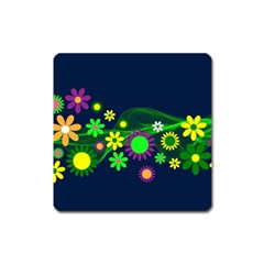 Flower Power Flowers Ornament Square Magnet by Sapixe