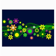 Flower Power Flowers Ornament Large Glasses Cloth (2-side) by Sapixe