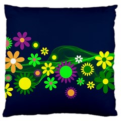 Flower Power Flowers Ornament Large Flano Cushion Case (one Side) by Sapixe