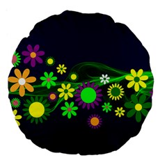 Flower Power Flowers Ornament Large 18  Premium Flano Round Cushions by Sapixe