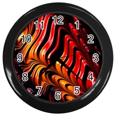 Fractal Mathematics Abstract Wall Clocks (black) by Sapixe