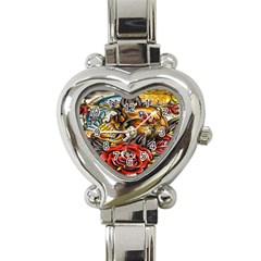 Flower Art Traditional Heart Italian Charm Watch by Sapixe