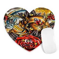 Flower Art Traditional Heart Mousepads by Sapixe