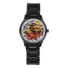 Flower Art Traditional Stainless Steel Round Watch