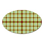 Geometric Tartan Pattern Square Oval Magnet Front