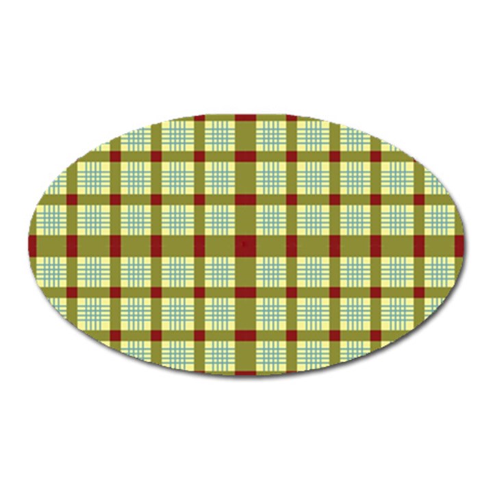 Geometric Tartan Pattern Square Oval Magnet