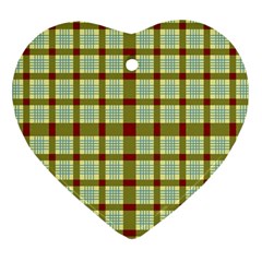 Geometric Tartan Pattern Square Heart Ornament (two Sides) by Sapixe