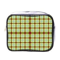 Geometric Tartan Pattern Square Mini Toiletries Bags by Sapixe