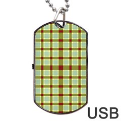 Geometric Tartan Pattern Square Dog Tag Usb Flash (two Sides) by Sapixe