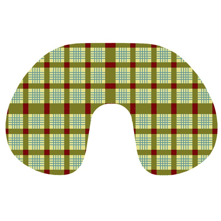 Geometric Tartan Pattern Square Travel Neck Pillows