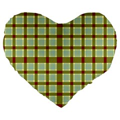 Geometric Tartan Pattern Square Large 19  Premium Flano Heart Shape Cushions by Sapixe