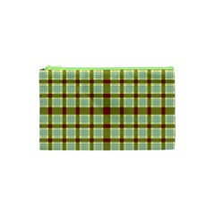 Geometric Tartan Pattern Square Cosmetic Bag (xs) by Sapixe