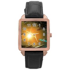 Future City Rose Gold Leather Watch  by Sapixe