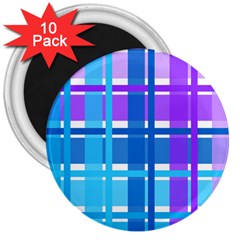 Gingham Pattern Blue Purple Shades 3  Magnets (10 Pack)  by Sapixe