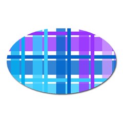 Gingham Pattern Blue Purple Shades Oval Magnet by Sapixe