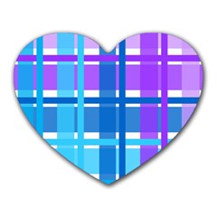 Gingham Pattern Blue Purple Shades Heart Mousepads by Sapixe