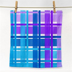 Gingham Pattern Blue Purple Shades Face Towel by Sapixe