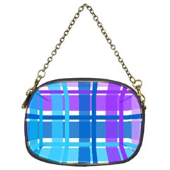 Gingham Pattern Blue Purple Shades Chain Purses (two Sides)  by Sapixe