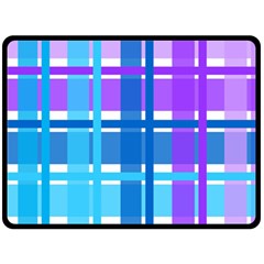 Gingham Pattern Blue Purple Shades Fleece Blanket (large)  by Sapixe