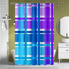 Gingham Pattern Blue Purple Shades Shower Curtain 48  X 72  (small)  by Sapixe