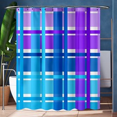 Gingham Pattern Blue Purple Shades Shower Curtain 60  X 72  (medium)  by Sapixe