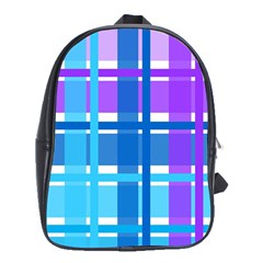 Gingham Pattern Blue Purple Shades School Bag (xl) by Sapixe