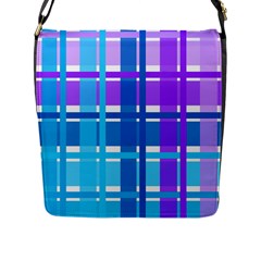 Gingham Pattern Blue Purple Shades Flap Messenger Bag (l)  by Sapixe