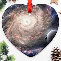 Galaxy Star Planet Heart Ornament (two Sides) by Sapixe