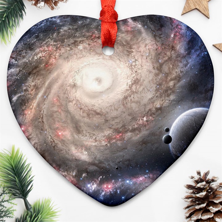 Galaxy Star Planet Heart Ornament (Two Sides)