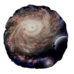 Galaxy Star Planet Large 18  Premium Flano Round Cushions by Sapixe