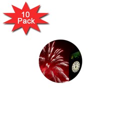 Fireworks Explode Behind The Houses Of Parliament And Big Ben On The River Thames During New Year’s 1  Mini Buttons (10 Pack)  by Sapixe