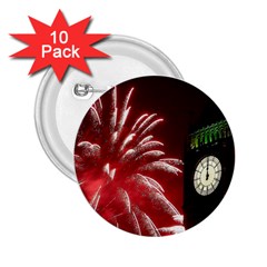 Fireworks Explode Behind The Houses Of Parliament And Big Ben On The River Thames During New Year’s 2 25  Buttons (10 Pack)  by Sapixe