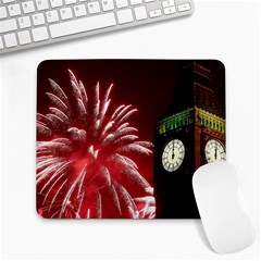 Fireworks Explode Behind The Houses Of Parliament And Big Ben On The River Thames During New Year’s Large Mousepads by Sapixe